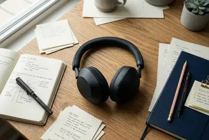 casque anti-bruit pour étudiant sur une table  Image