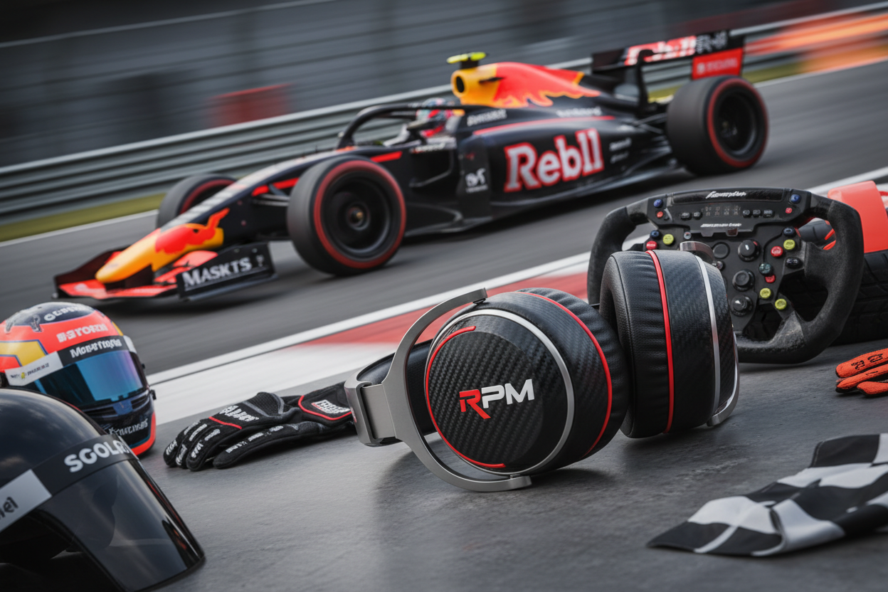 casque anti-bruit noir pour course automobile Image