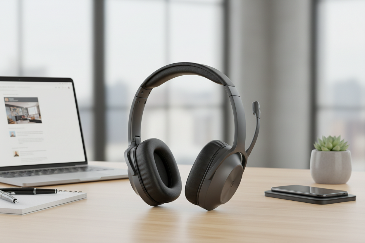 casque anti-bruit noir pour teletravail Image