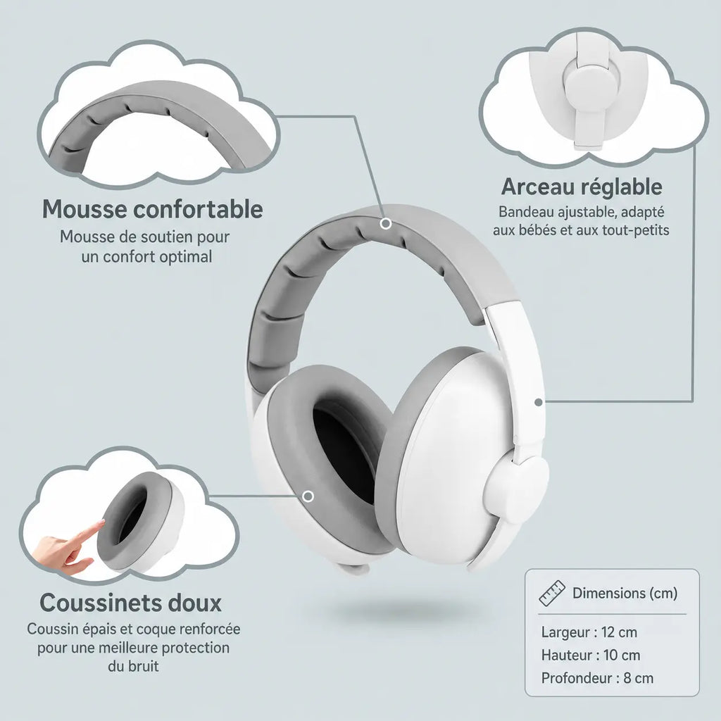 Cache-Oreilles Anti-Bruit Bébé Sommeil & Voyage