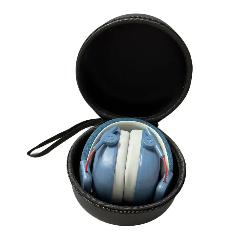 casque anti-bruit bleu ranger dans son etui 
