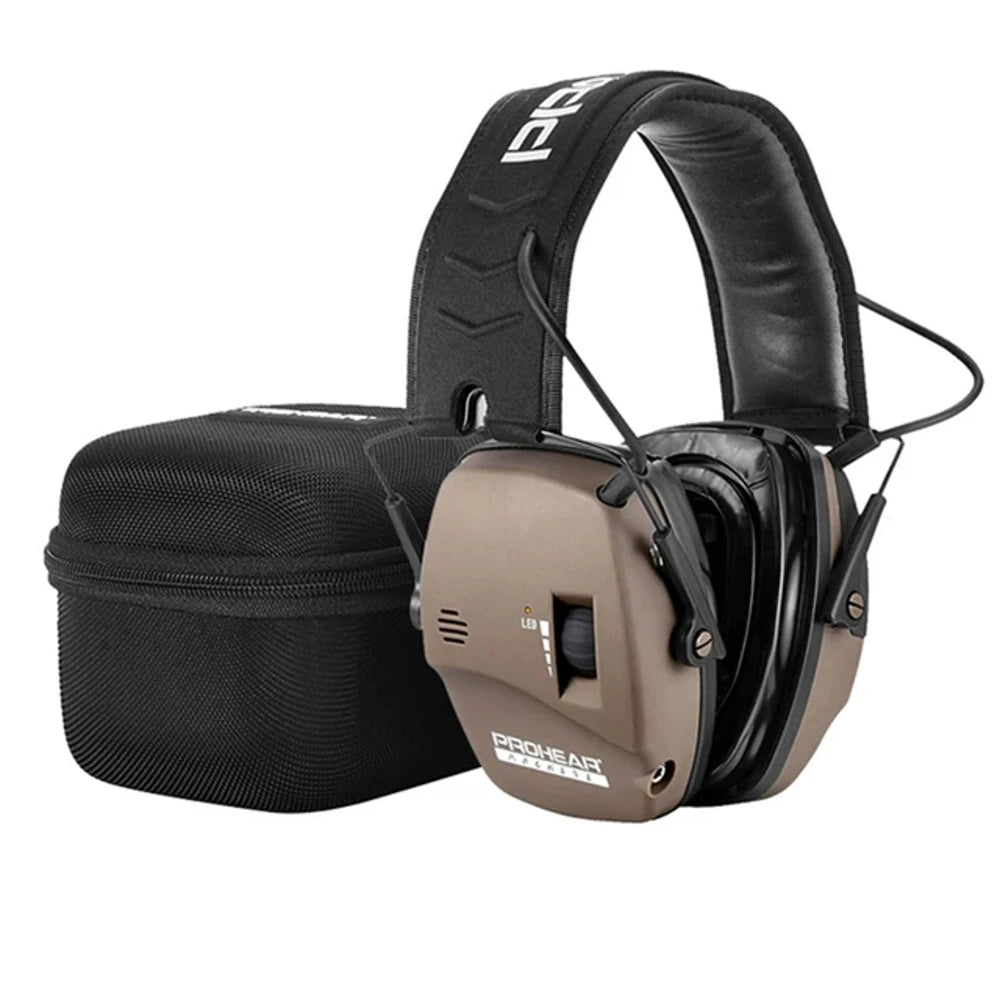 casque anti-bruit marron avec pochette de rangement 