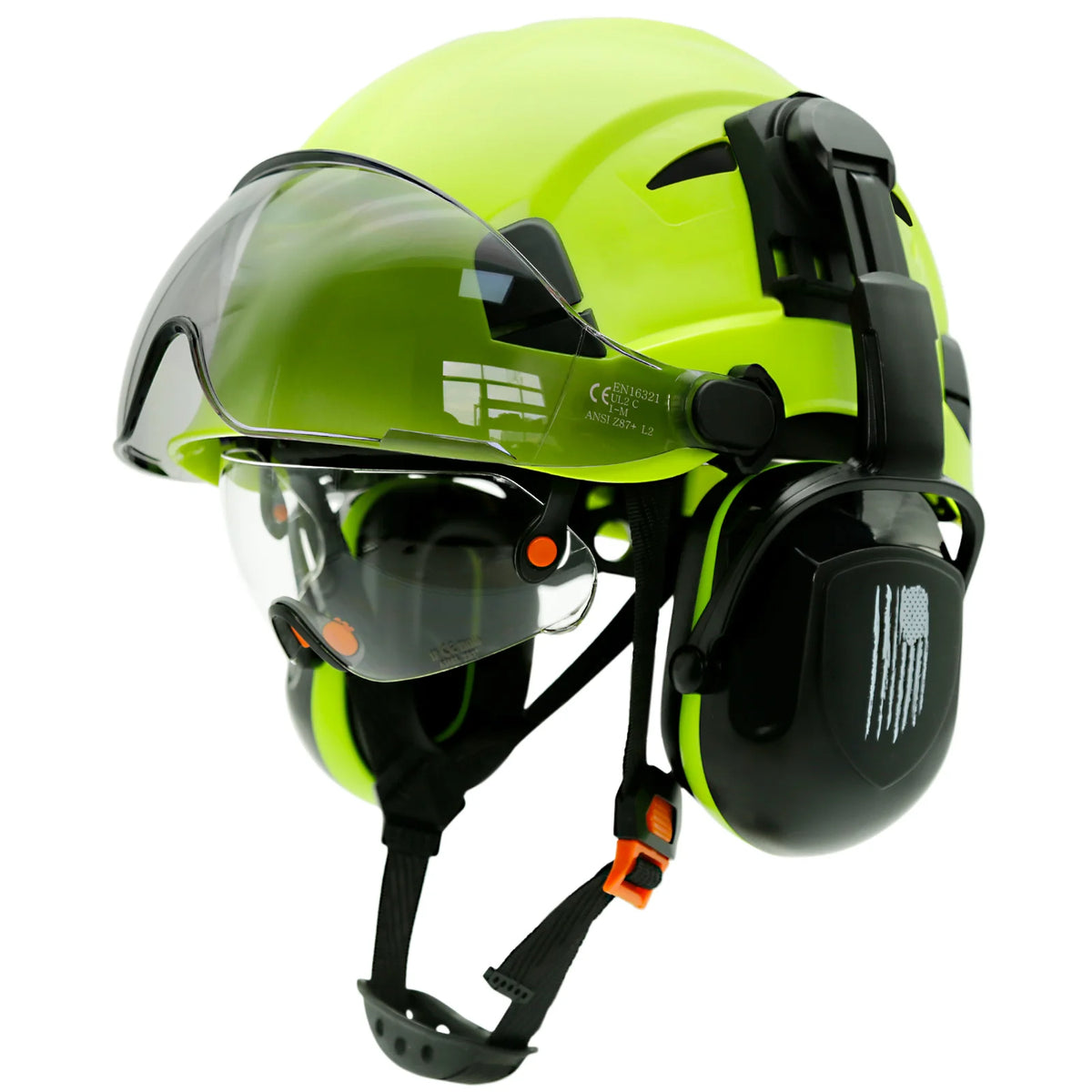 Casque de chantier avec visière et casque antibruit