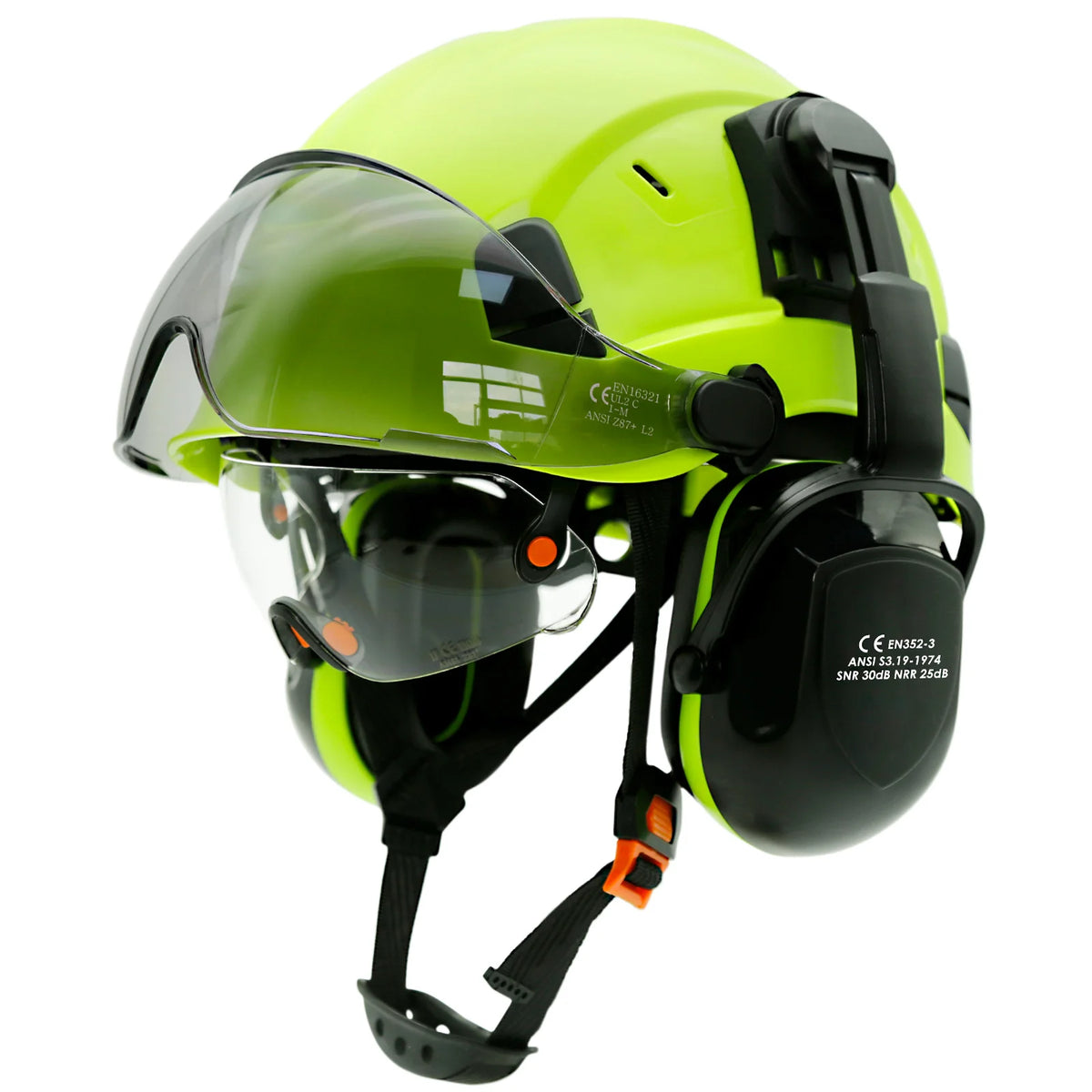 Casque de chantier avec visière et casque antibruit