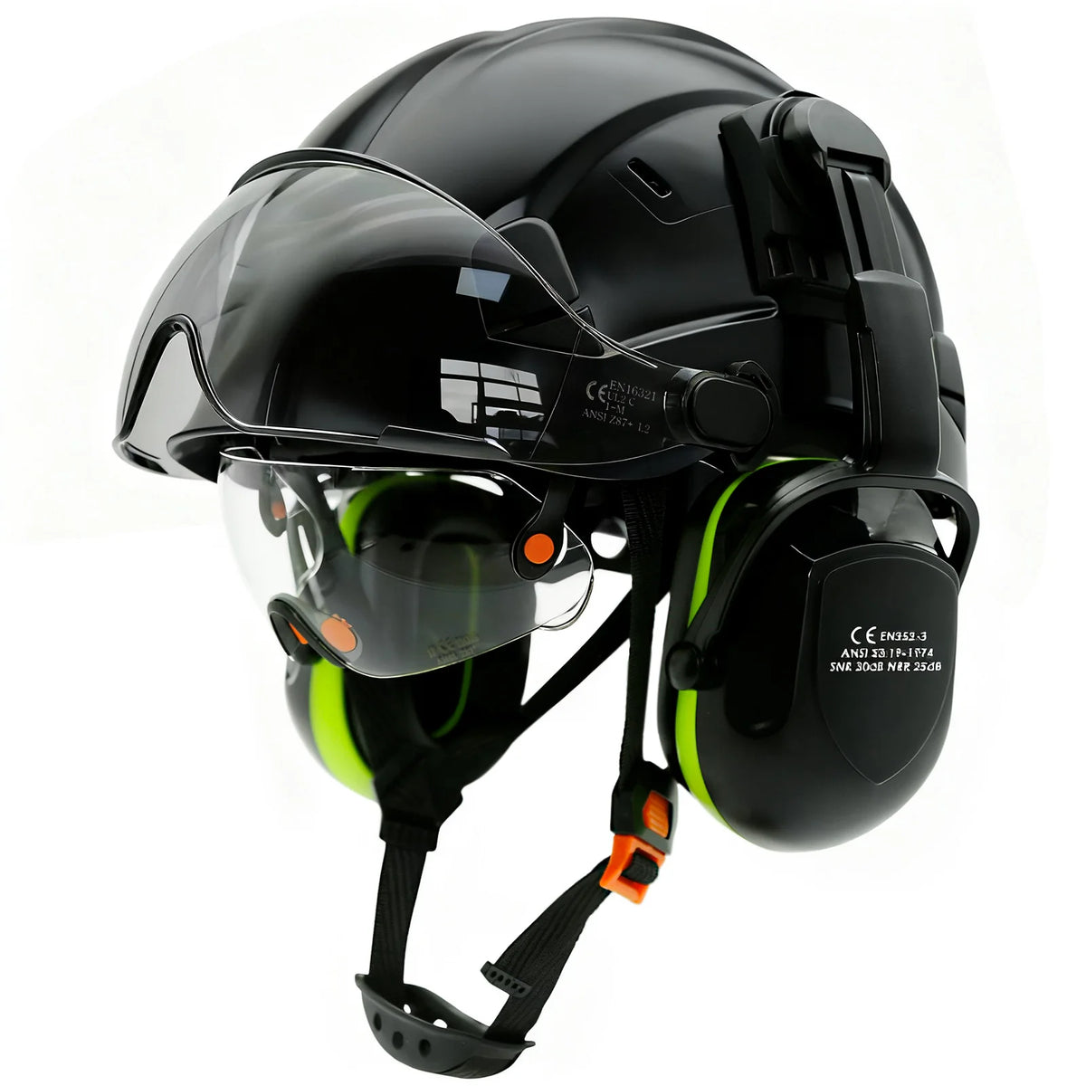 Casque de chantier avec visière et casque antibruit