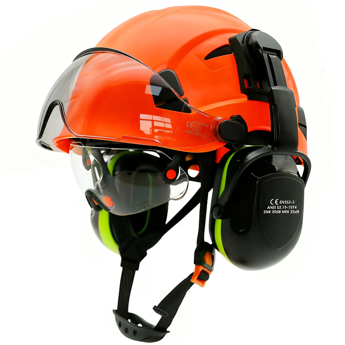 Casque de chantier avec visière et casque antibruit