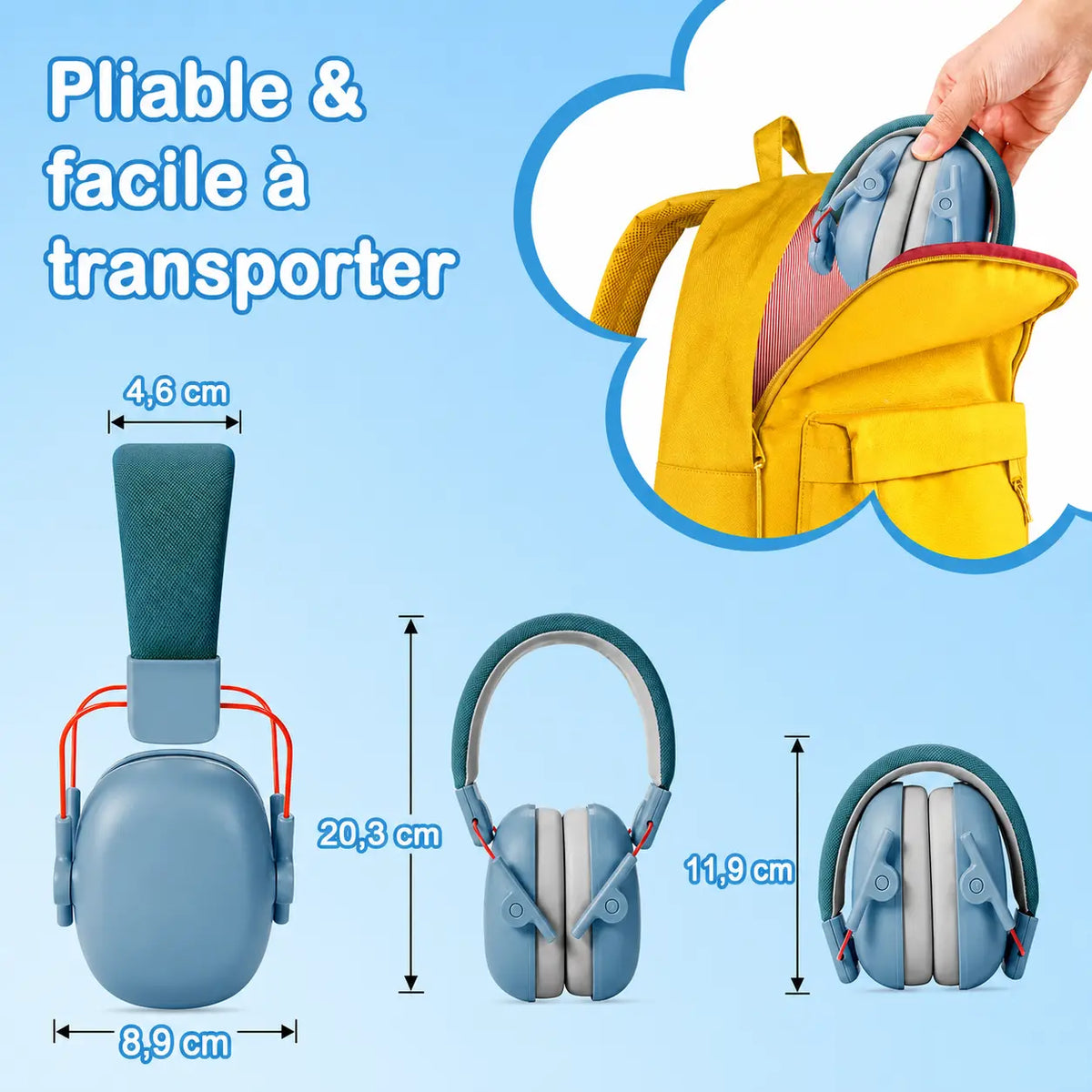 dimension de casque anti-bruit pour autisme
