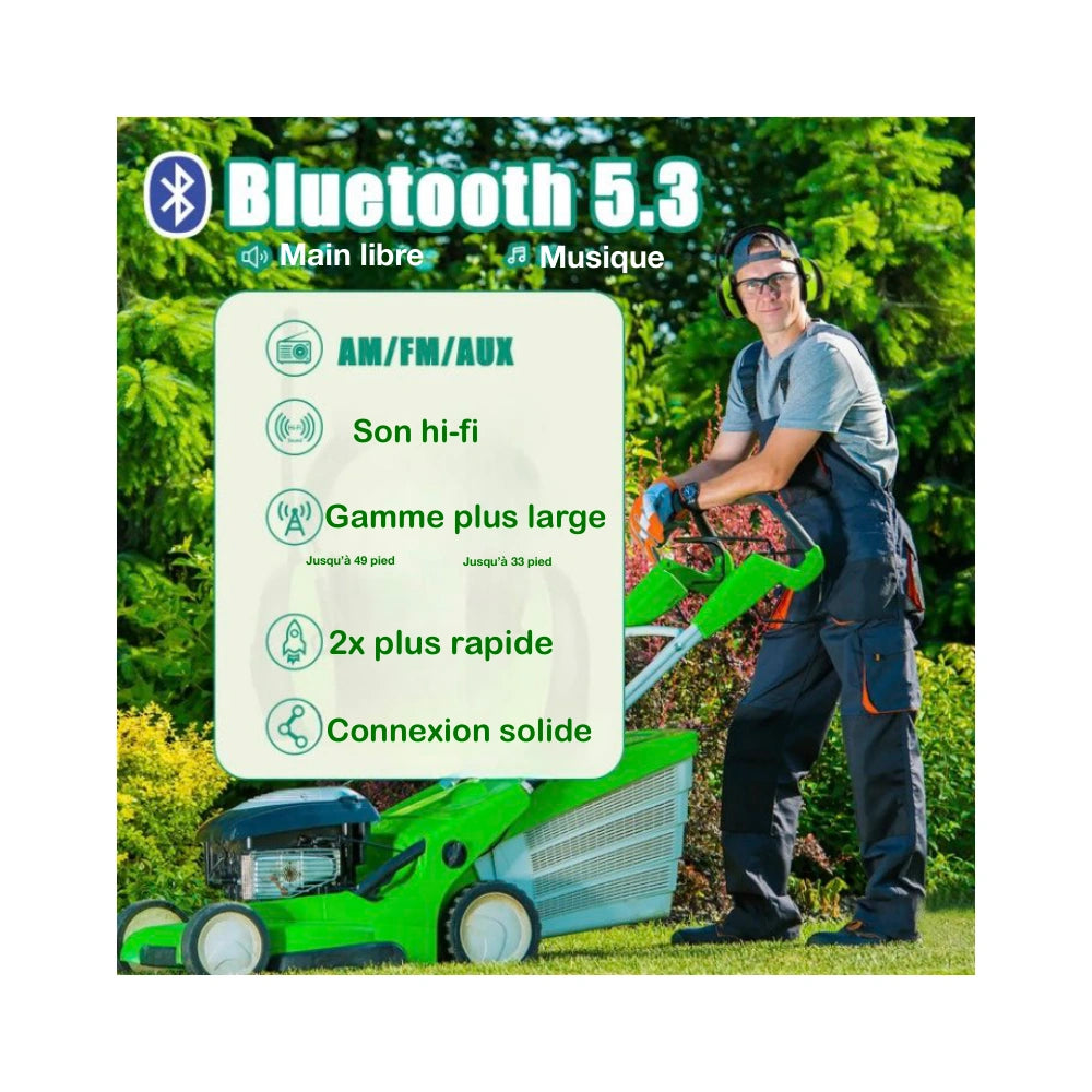 casque anti-bruit bluetooth + radio pour bricolage