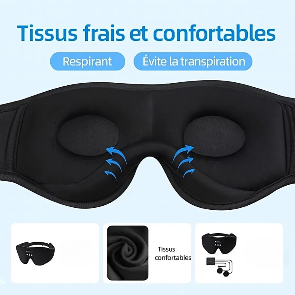 masque sommeil bleu avec tissus frais et confortable 