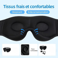 masque sommeil bleu avec tissus frais et confortable 