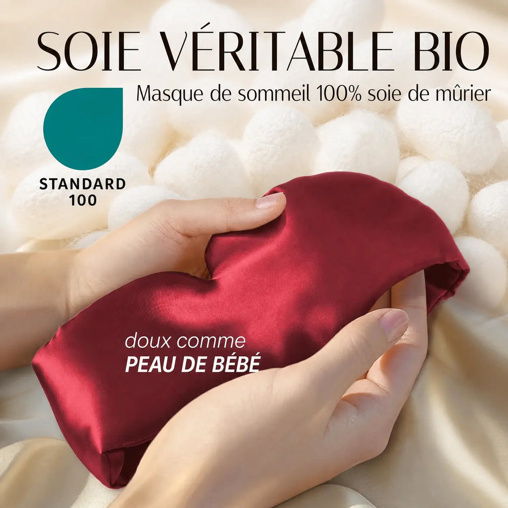 Masque de Sommeil en Soie de mûrier anti-bruit pour Voyage & Sieste