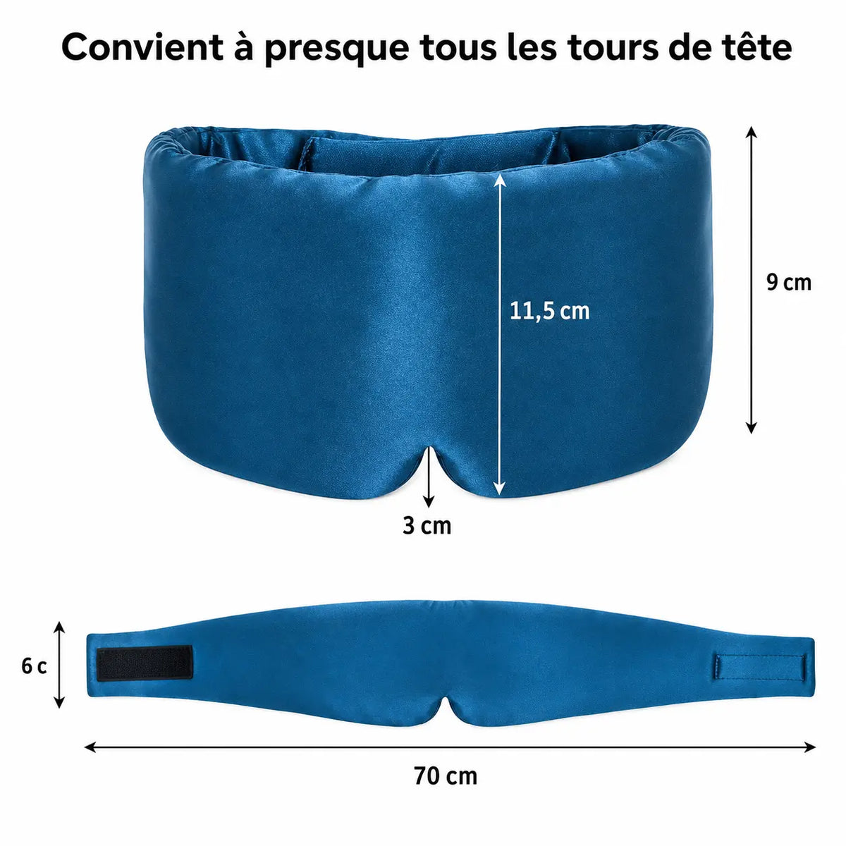 Masque de Sommeil en Soie de mûrier anti-bruit pour Voyage & Sieste